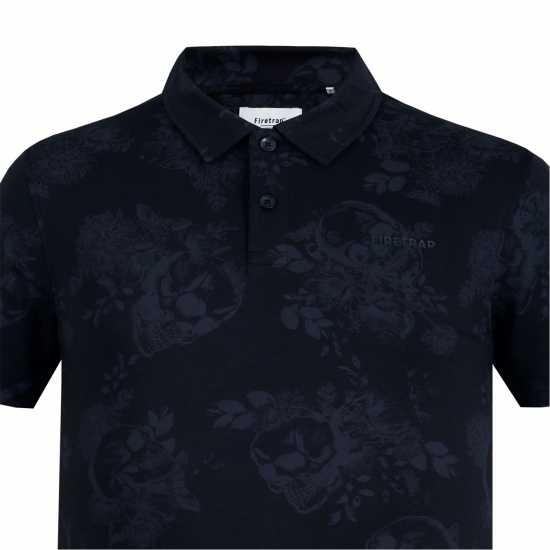 Firetrap Мъжка Блуза С Яка Aop Polo Shirt Mens Black Мъжки тениски с яка