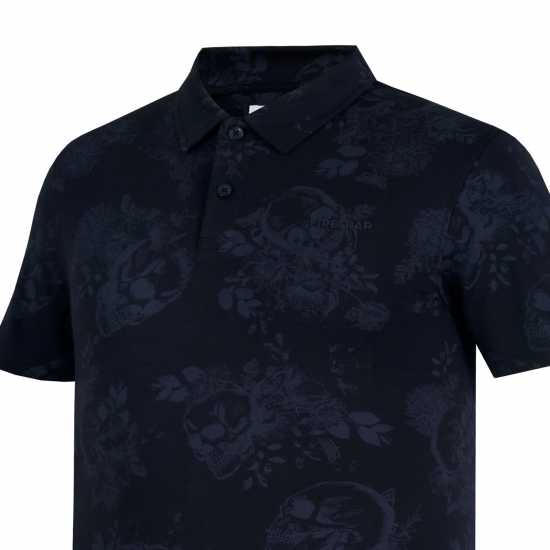 Firetrap Мъжка Блуза С Яка Aop Polo Shirt Mens Black Мъжки тениски с яка