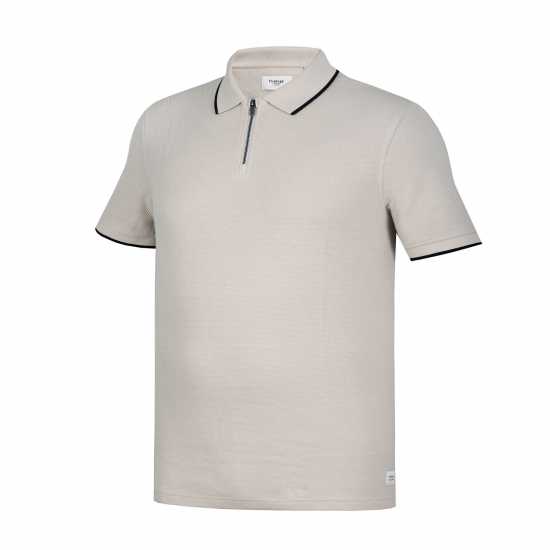 Firetrap Блуза С Яка Quarter Zip Short Sleeve Polo Shirt Clay Мъжки тениски с яка