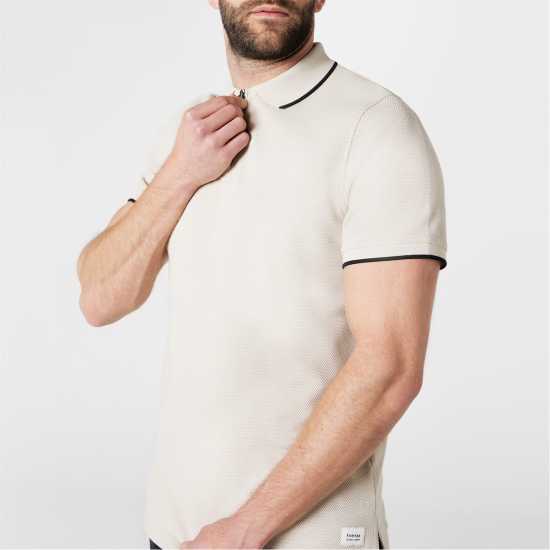 Firetrap Блуза С Яка Quarter Zip Short Sleeve Polo Shirt Clay Мъжки тениски с яка