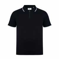 Firetrap Блуза С Яка Quarter Zip Short Sleeve Polo Shirt Black Мъжки тениски с яка