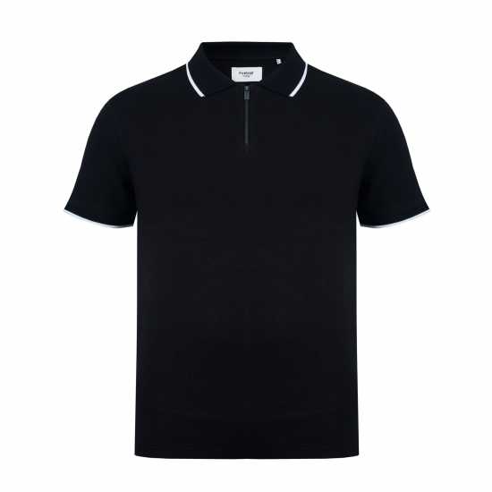 Firetrap Блуза С Яка Quarter Zip Short Sleeve Polo Shirt Black - Мъжки тениски с яка