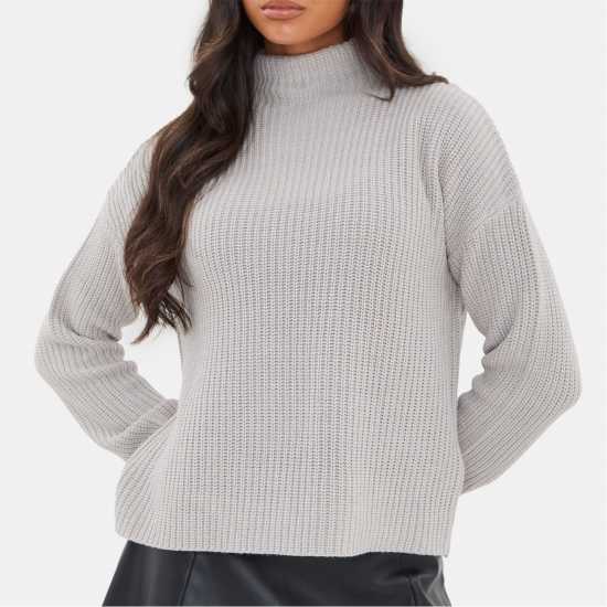Плетен Пуловер I Saw It First High Neck Knit Jumper Сиво 