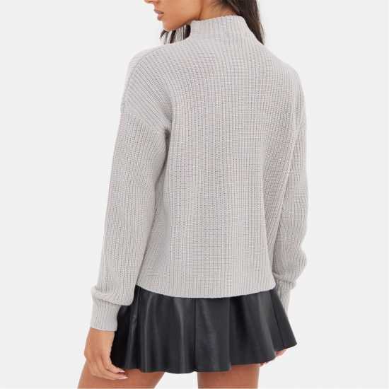 Плетен Пуловер I Saw It First High Neck Knit Jumper Сиво 