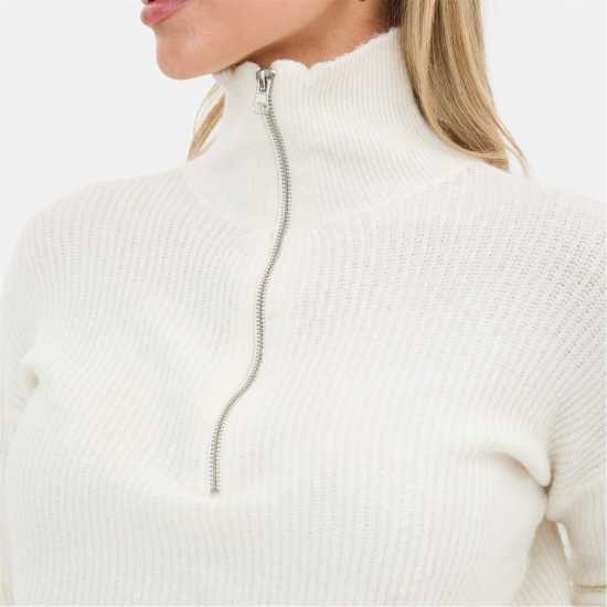 I Saw It First Zip Neck Jumper Cream I Saw It First Zip Neck Jumper Cream