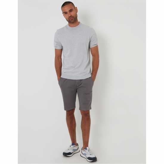 Threadbare Davenfield Knitted T-Shirt Светло сив марл 