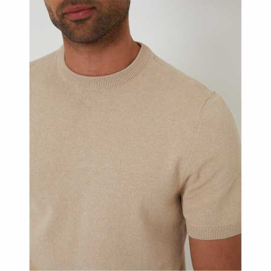 Threadbare Men's Davenfield Knitted T-Shirt Бежово Threadbare Men's Davenfield Knitted T-Shirt Бежово