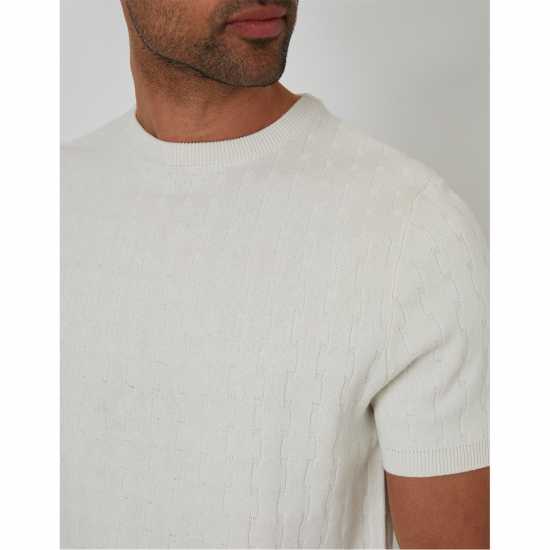 Threadbare Men's Knitted T-Shirt Светло бежово Threadbare Men's Knitted T-Shirt Светло бежово