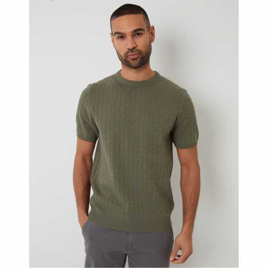 Threadbare Men's Knitted T-Shirt Тъмно салвия Threadbare Men's Knitted T-Shirt Тъмно салвия