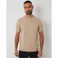 Threadbare Men's Knitted T-Shirt Бежово