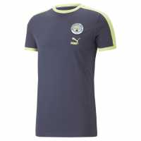 Puma Мъжка Риза Manchester City T7 T-Shirt Mens Navy/Yellow Мъжки ризи