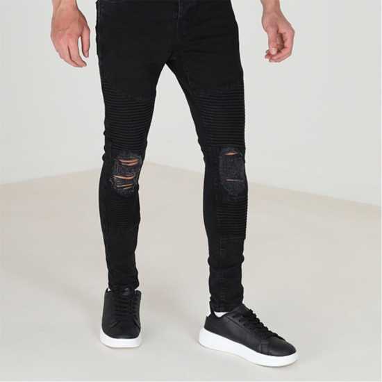 Brave Soul Wash Biker Jeans  