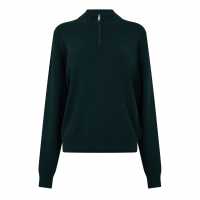 Плетен Пуловер Jack Wills Quarter Zip Knit Jumper Тъмно зелено Дамски пуловери и жилетки