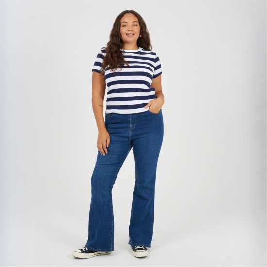 Brave Soul Womens Plus Size High Waisted Flared Jeans  