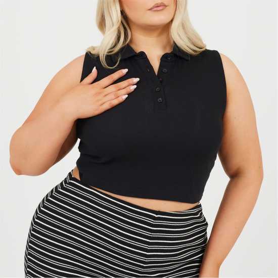 Brave Soul Womens Plus Size Vest With Collar And Buttons  