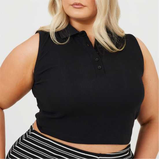 Brave Soul Womens Plus Size Vest With Collar And Buttons  