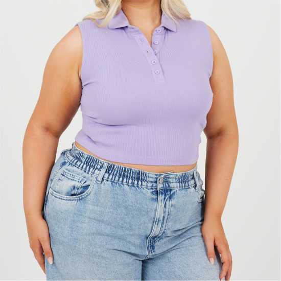 Brave Soul Womens Plus Size Vest With Collar And Buttons violet 