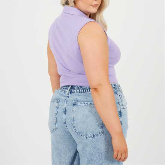 Brave Soul Womens Plus Size Vest With Collar And Buttons violet 