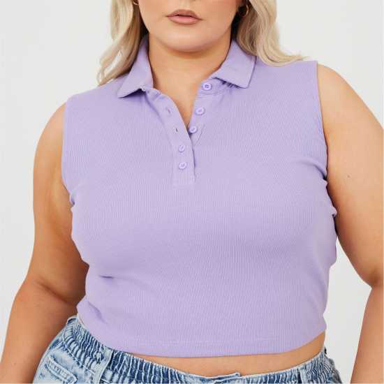 Brave Soul Womens Plus Size Vest With Collar And Buttons violet 