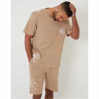 Threadbare Men's Granada Knitted T-Shirt Камък Threadbare Men's Granada Knitted T-Shirt Камък