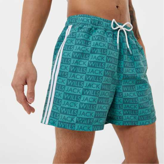 Jack Wills All Over Print Swim Shorts Oil Blue - Мъжки къси панталони