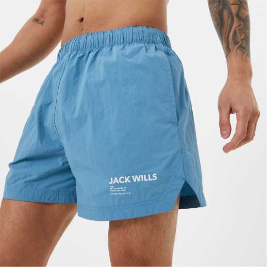 Jack Wills Graphic Swim Shorts Mid Blue Мъжки къси панталони