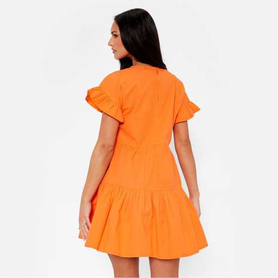 I Saw It First V Neck Tiered Mini Smock Dress Orange Дамски поли и рокли