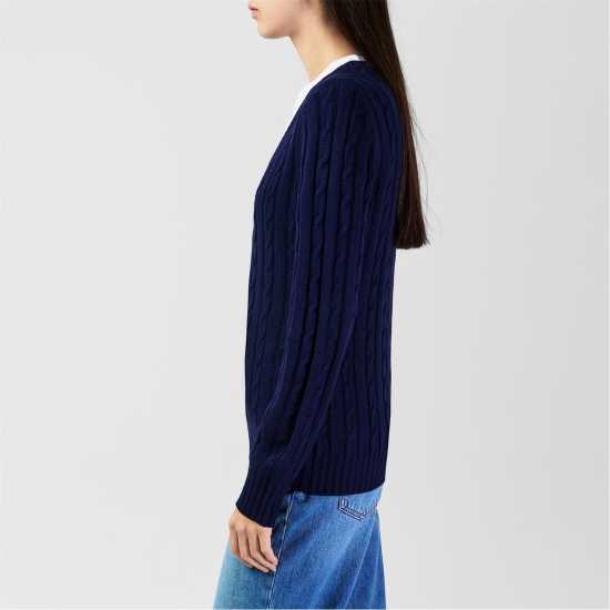 Soulcal Плетен Пуловер V Neck Knit Jumper Womens Морска синьо Дамски пуловери и жилетки