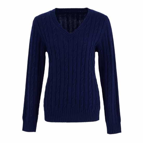 Soulcal Плетен Пуловер V Neck Knit Jumper Womens Морска синьо Дамски пуловери и жилетки