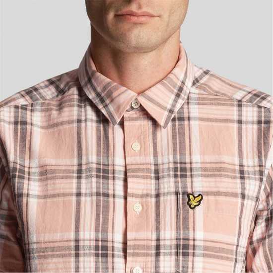 Lyle And Scott Linen Check Short Sleeve Shirt  