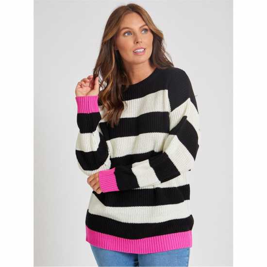 Дамски пуловери и жилетки Be You Stripe Jumper Рае/Черно Be You Stripe Jumper Рае/Черно Дамски пуловери и жилетки
