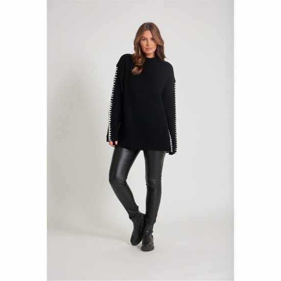 Дамски пуловери и жилетки Be You Contrast Stitch Jumper Womens Черно Be You Contrast Stitch Jumper Womens Черно Дамски пуловери и жилетки