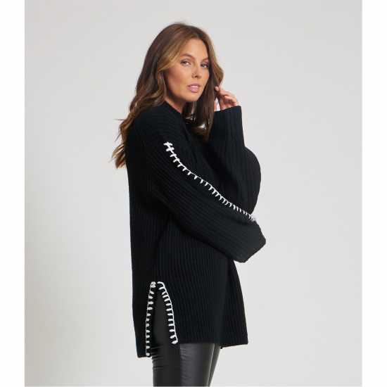 Дамски пуловери и жилетки Be You Contrast Stitch Jumper Womens Черно Be You Contrast Stitch Jumper Womens Черно Дамски пуловери и жилетки