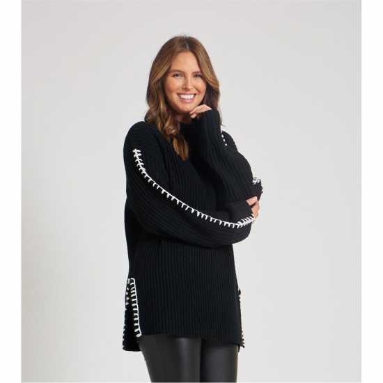 Дамски пуловери и жилетки Be You Contrast Stitch Jumper Womens Черно Be You Contrast Stitch Jumper Womens Черно Дамски пуловери и жилетки