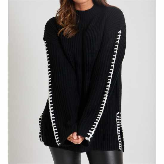 Дамски пуловери и жилетки Be You Contrast Stitch Jumper Womens Черно Be You Contrast Stitch Jumper Womens Черно Дамски пуловери и жилетки