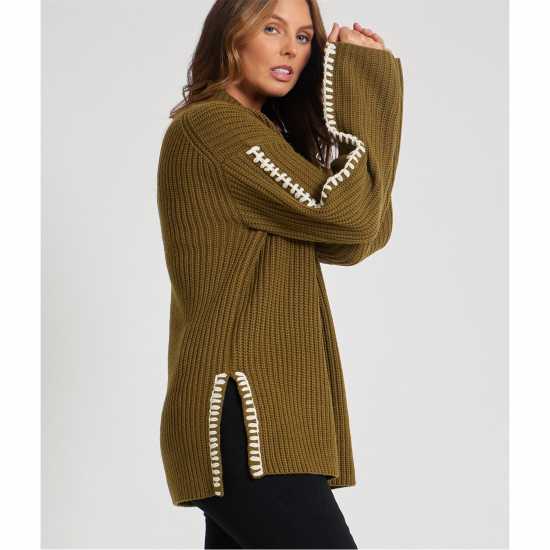 Дамски пуловери и жилетки Be You Contrast Stitch Jumper Womens Хаки Be You Contrast Stitch Jumper Womens Хаки Дамски пуловери и жилетки