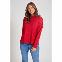 Блуза С Обло Деколте Be You Pocket Crew Neck Jumper Червено Дамски пуловери и жилетки