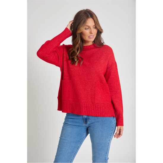 Дамски пуловери и жилетки Блуза С Обло Деколте Be You Pocket Crew Neck Jumper Червено Блуза С Обло Деколте Be You Pocket Crew Neck Jumper Червено Дамски пуловери и жилетки