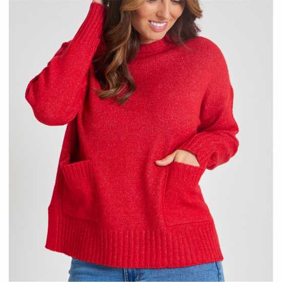 Дамски пуловери и жилетки Блуза С Обло Деколте Be You Pocket Crew Neck Jumper Червено Блуза С Обло Деколте Be You Pocket Crew Neck Jumper Червено Дамски пуловери и жилетки