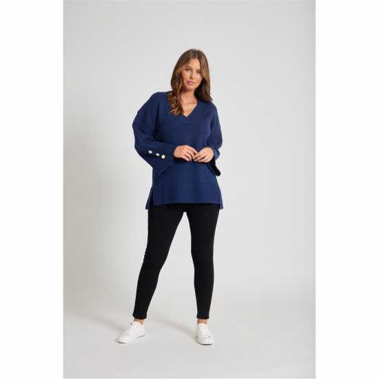 Блуза С Обло Деколте Women's Button Sleeve Crew Neck Jumper Блуза С Обло Деколте Women's Button Sleeve Crew Neck Jumper