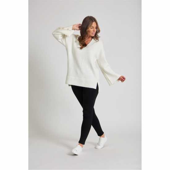 Блуза С Обло Деколте Button Sleeve Crew Neck Jumper Блуза С Обло Деколте Button Sleeve Crew Neck Jumper