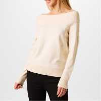 Biba Knitted Bardot Jumper Сива вълна Дамски пуловери и жилетки