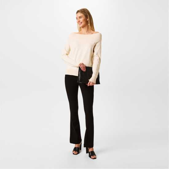 Biba Knitted Bardot Jumper Сива вълна Дамски пуловери и жилетки