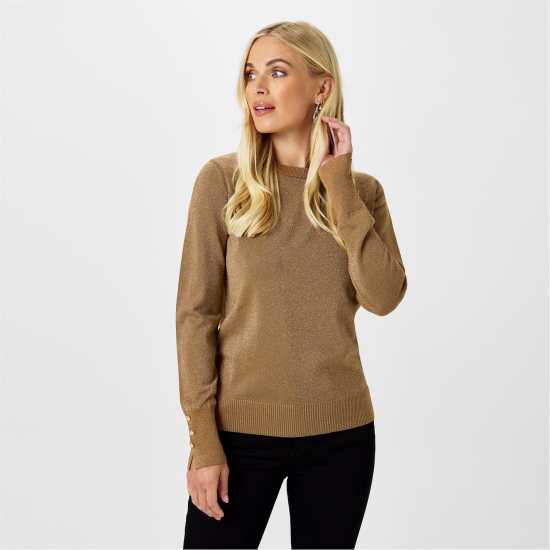 Biba Shimmer Jumper Злато Дамски пуловери и жилетки