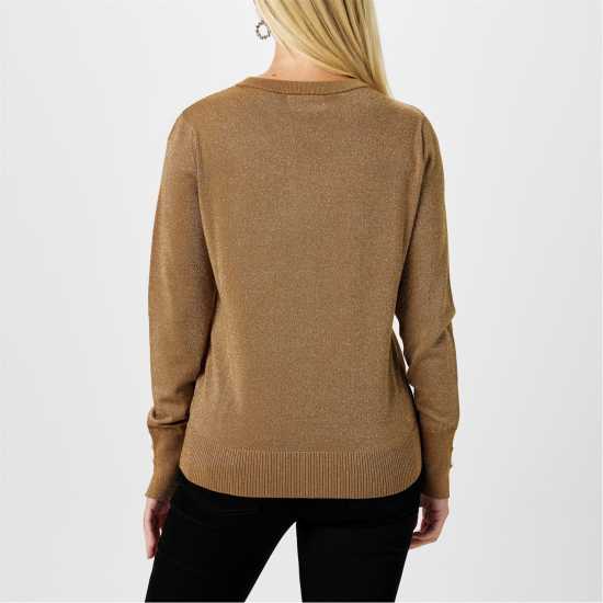 Biba Shimmer Jumper Злато Дамски пуловери и жилетки