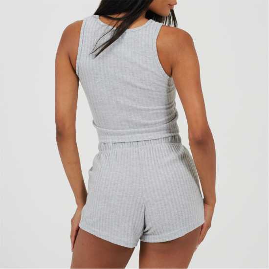Brave Soul Brave Womens Cropped Vest and Matching Shorts Lounge Set Grey Marl 