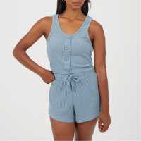 Brave Soul Brave Womens Cropped Vest And Matching Shorts Lounge Set Citadel Blue 