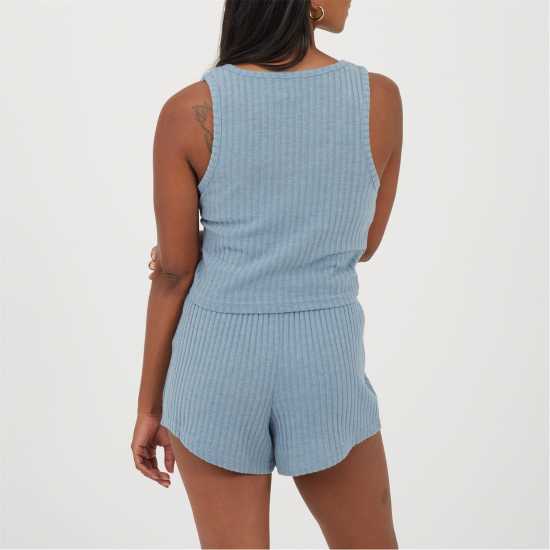 Brave Soul Brave Womens Cropped Vest And Matching Shorts Lounge Set Citadel Blue 