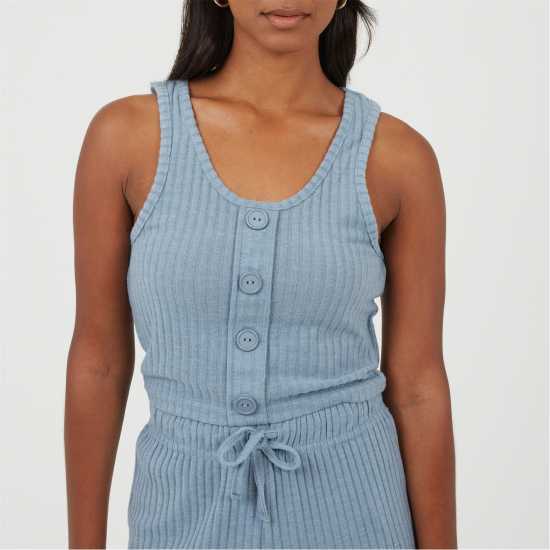 Brave Soul Brave Womens Cropped Vest And Matching Shorts Lounge Set Citadel Blue 