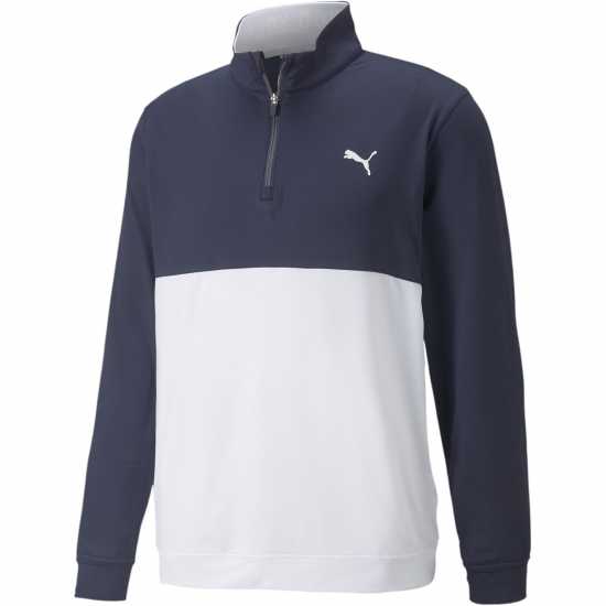 Puma Мъжки Полар С Цип Gamer Colorblock Quarter Zip Fleece Mens Navy/White Мъжки полар